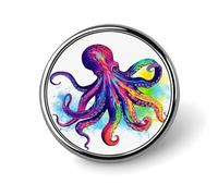 Distintivo rotondo colorato a forma di polpo personalizzato in metallo spilla da bavero adatta per abbigliamento borse cappello spilla stampata umoristica distintivo decorazioni per feste accessori