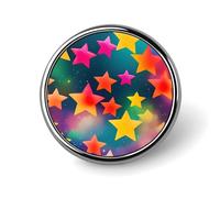 Distintivo rotondo colorato arcobaleno stelle distintivo personalizzato metallo risvolto distintivo adatto abbigliamento borse cappello spilla stampata umoristica distintivo decorazioni per feste