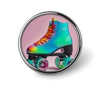 Distintivo rotondo colorato con pattini a rotelle in metallo personalizzati, distintivi per abbigliamento, borse, cappelli, spilla stampata umoristica, decorazione per feste, accessori per uomini e