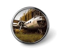 Distintivo rotondo con aereo abbandonato per uomini e donne, spille da bavero resistenti ed eleganti, distintivi in metallo leggero per camicie, giacche, cappelli