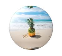 Distintivo rotondo con ananas vicino al mare, design in latta resistente con stampa su un solo lato, perfetto per regali personalizzati e decorazione di abbigliamento, Misura unica