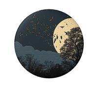 Distintivo rotondo con corvo notturno, design in latta resistente con stampa su un solo lato, perfetto per regali personalizzati e decorazione di abbigliamento, Misura unica