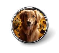Distintivo rotondo con girasole Golden Retriever per uomo e donna, spille resistenti ed eleganti, distintivi in metallo leggeri per camicie, giacche e cappelli.