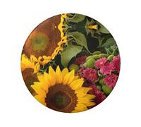 Distintivo rotondo con girasoli gialli, design in latta resistente con stampa su un solo lato, perfetto per regali personalizzati e decorazione di abbigliamento, Misura unica