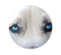 Distintivo rotondo con lupo con occhi azzurri, design in latta resistente con stampa su un solo lato, perfetto per regali personalizzati e decorazione di abbigliamento, Misura unica