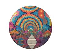 Distintivo rotondo con mandala colorato a forma di fungo astratto, design in latta resistente con stampa su un solo lato, perfetto per regali personalizzati e decorazione di abbigliamento, Misura