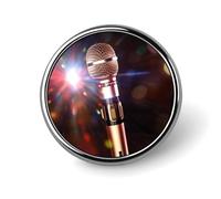 Distintivo rotondo con microfono karaoke, in metallo, personalizzato, adatto per abbigliamento, borse, cappelli, spilla stampata umoristica, decorazione per feste, accessori per uomini e donne