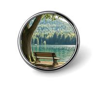 Distintivo rotondo con panchina da lago, in metallo, personalizzato, adatto per abbigliamento, borse, cappelli, spilla stampata umoristica, decorazione per feste, accessori per uomini e donne