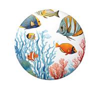 Distintivo rotondo con pesce colorato nel mare, design in latta resistente con stampa su un solo lato, perfetto per regali personalizzati e decorazione di abbigliamento, Misura unica