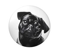 Distintivo rotondo con simpatico cane carlino nero - Design in latta resistente con stampa su un solo lato, perfetto per regali personalizzati e decorazione di abbigliamento, Misura unica