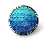 Distintivo rotondo con squame di pesce sirena blu distintivo personalizzato in metallo spilla da bavero adatta per abbigliamento borse cappello spilla stampata umoristica distintivo decorazioni per