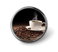 Distintivo rotondo con tazza di caffè e chicchi di caffè in metallo personalizzato, adatto per abbigliamento, borse, cappelli, spilla stampata umoristica, distintivo, decorazioni per feste, accessori