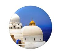 Distintivo rotondo con vista sul mare dell'isola greca di Santorini, design in latta resistente con stampa su un solo lato, perfetto per regali personalizzati e decorazione di abbigliamento, Misura