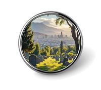 Distintivo rotondo del cimitero fuori città distintivo personalizzato in metallo spilla da bavero distintivo adatto per abbigliamento borse cappello spilla stampata umoristica distintivo decorazioni