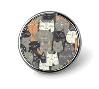 Distintivo rotondo disegnato a mano con gatto personalizzato in metallo spilla da bavero adatta per abbigliamento borse cappello spilla stampata umoristica distintivo decorazioni per feste accessori