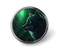 Distintivo rotondo Distintivi personalizzati Spille Distintivi in Metallo per Zaini Feste Cravatte Cappelli Regali personalizzati Lupo verde per Natale Eventi aziendali