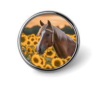 Distintivo rotondo Distintivi personalizzati Spille Distintivi in Metallo per Zaini Feste Cravatte Cappelli Regali personalizzati Cavallo Girasole Giallo per Natale Eventi aziendali