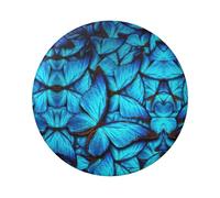 Distintivo rotondo in latta con stampa di farfalle blu, 6 cm, stampa su un lato, perfetto per decorazioni personali e regali, Misura unica, Metallo