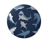 Distintivo rotondo in latta con stampa di squalo del fumetto blu, 6 cm, stampa su un lato, perfetto per decorazioni personali e regali, Misura unica, Metallo