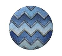 Distintivo rotondo in latta con stampa in denim blu sfumato da 6 cm stampato su un lato perfetto per decorazioni personali e regali, Misura unica, Metallo