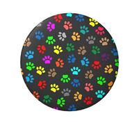 Distintivo rotondo in latta da 6 cm con stampa a zampa di cane colorato, stampa nera, stampa su un lato, perfetto per decorazioni e regali personali, Misura unica, Metallo