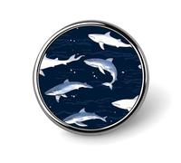 Distintivo rotondo in metallo blu navy con motivo a squalo balena, distintivo con bottone stampato, distintivo circolare personalizzato da 1 pollice