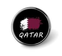 Distintivo rotondo in metallo con bandiera del Qatar, motivo stampato, distintivo personalizzato con bottone, 1 pollice