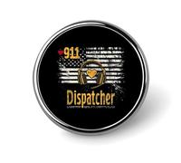 Distintivo rotondo in metallo con bandiera statunitense per il dispatcher del 911, con motivo stampato, distintivo personalizzato da 1 pollice