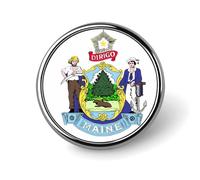Distintivo rotondo in metallo con emblema dello stato del Maine, motivo stampato, distintivo con bottone personalizzato, cerchi da 1 pollice