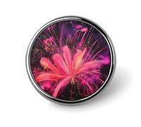 Distintivo rotondo in metallo con motivo a fuochi d'artificio rosa e rosso, distintivo con bottone stampato, distintivo circolare personalizzato da 1 pollice