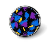 Distintivo rotondo in metallo con motivo graffiti anni '90, blu, viola e giallo, stampato, distintivo con bottone personalizzato, 1 pollice
