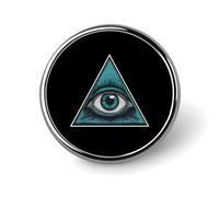 Distintivo rotondo in metallo con motivo "Occhio onniveggente degli Illuminati", stampato, con bottone, distintivo personalizzato, da 1 pollice