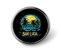 Distintivo rotondo in metallo con motivo stampato a forma di palme della spiaggia di Santa Lucia, distintivo personalizzato con cerchio da 1 pollice