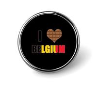 Distintivo rotondo in metallo con scritta "Belgio, amo il cioccolato belga", motivo stampato, distintivo personalizzato con cerchio da 1 pollice