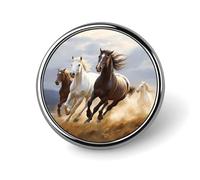 Distintivo rotondo in metallo personalizzato con cavalli che corrono distintivi per abbigliamento borse cappello spilla stampata umoristica distintivo decorazioni per feste accessori per uomini donne