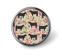 Distintivo rotondo per bovini da carne con spettacolo floreale per uomini e donne, spille resistenti ed eleganti, distintivi in metallo leggeri per camicie, giacche e cappelli.