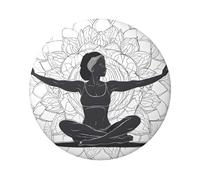 Distintivo rotondo per meditazione yoga, design in latta resistente con stampa su un solo lato, perfetto per regali personalizzati e decorazione di abbigliamento, Misura unica