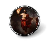 Distintivo rotondo piccolo con bottone, simbolo greco di Prometeo che porta il fuoco, spilla da bavero, per borsa, 1 pollice, accessori per camicie