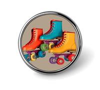 Distintivo rotondo retrò colorato pattini a rotelle distintivo personalizzato in metallo spilla da bavero adatta per abbigliamento borse cappello spilla stampata umoristica distintivo decorazioni per