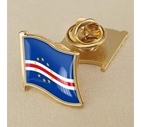 Distintivo Spilla Bandiera Capo Verde Con Anello A Stella Gialla,Spilla Con Bandiera,Distintivi Smaltati,Spille Con Bandiera Sventolante Nazionale,Spille Con Stemmi Nazionali Con Bandiera In Meta