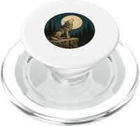 Distintivo vintage con lupo solitario e luna scogliera incisa all'aperto PopSockets PopGrip per MagSafe