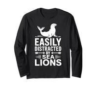 Distracted By Sea Lions Divertente Leone Marino Maglia a Manica