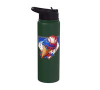 Distressed Baseball Boys Ice Cream Drip Baseball Boys Youth Stainless Steel Insulated Water Bottle