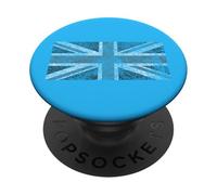 Distressed Britain England Union Jack Flag on Light Blue PopSockets PopGrip Adesivo