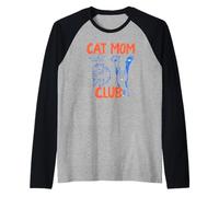 Distressed Cat Mom Club Feline Lover Design Maglia con Maniche Raglan