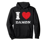 Distressed Grunge Worn Out Style I Love Damon Felpa con Cappuccio