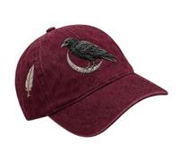 Distressed Hats for Women Retro, Gothic Halloween Raven Crescent cap