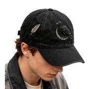 Distressed Hats for Women Retro, Gothic Halloween Raven Crescent cap