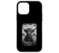 Distressed Highland Cow Selfie At Pyramids Vintage UFO Humor Custodia per iPhone 12 mini