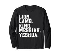 Distressed Lion lam King Messiah Yeshua Christian Bible Maglia a Manica